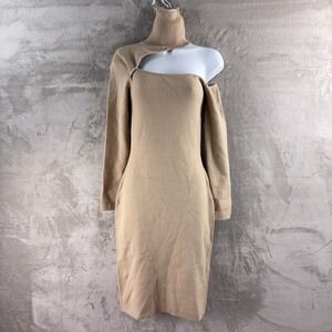 L'Agence Anniston Cut‎ Out Dress Womens Size Small Beige Midi Sheath